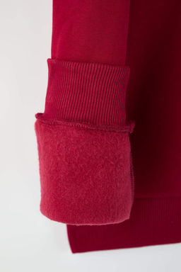 K?rm?z? Yeni Oversize/Genis Kesim Yonca Bask? Detayl? Kal?n/Ici Polar Sweatshirt TMNAW26SW00024 - Trendyolmilla фото 4