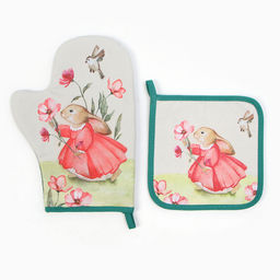 Набор кух. Этель Кролик варежка-прихватка 20х28см, прихватка 19х19см,100% хл  фото 2