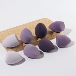 Спонжи для макияжа, набор - 8 шт., увеличиваются при намокании, фиолетовые