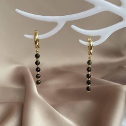 Серьги длинные из Обсидиана золотистого