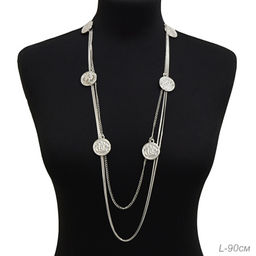 Колье многослойное 90 см / B889 / уп 12/серебро