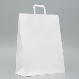 Цена за 25 шт. Пакет крафт без печати, белый, плоская ручка 35×15×45 см