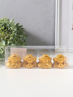 Сувенир полистоун "Денежная жаба и 3 слитка" набор 4 шт золото 4,8х4,5х4,2 см
