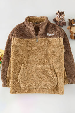 Camel Unisex Renk Bloklu Orme Mini Me Sweatshirt TKDAW25SW00058