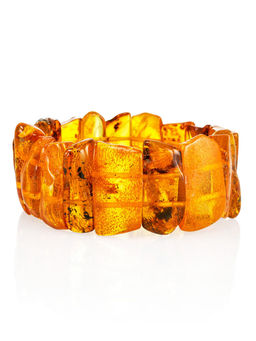 Яркий браслет из натурального цельного янтаря с природной текстурой Помпеи