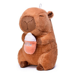 Мягкая игрушка "Капибара" с бутылочкой, 30 см.