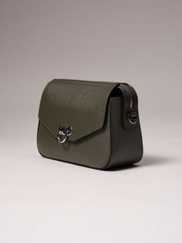 Сумка кожаная через плечо Azaro 3684 зеленый мох