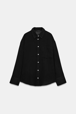 CAMISA GASA OVERSIZE BOLSILLO / Negro