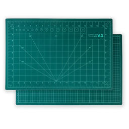 Мат для резки, трёхслойный, двусторонний, 45×30 см, А3, зелёный