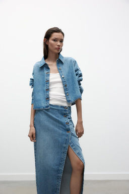 Z1975 DENIM CROSSOVER MIDI SKIRT - Zara фото 3