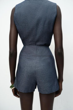 BUTTON DETAIL BERMUDA SHORTS IN A LINEN BLEND - Zara фото 5