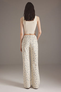 Ekru Cicek Bask?l? Normal Bel Wide Leg Jeans TWOSS25JE00261 - Trendyolmilla фото 4