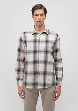 Kareli Gri Shirt - Mavi фото 3