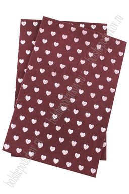 Фетр 1 мм жесткий "Сердечки маленькие" (10 листов) SF-1949, бордовый №088
