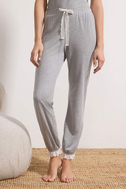 Gri Melanj Pamuklu Dantel ve S?rt Detayl? Orme Pijama Tak?m? THMSS26PT00053 - Trendyolmilla фото 4