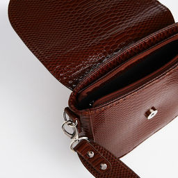 Сумка женская мессенджер TEXTURA на магните, 17×8×19 см, коричневая