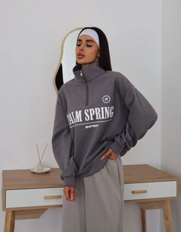 K12589 Свитшот OVER SIZE (плотный хлопок) ГРАФИТ