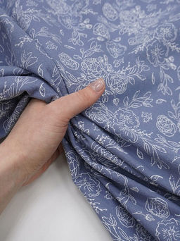 Теплый хлопок Букеты пионов на серо-фиолетовой дымке, ш.1.5м, хлопок-100%, 160гр/м.кв - Купава фото 6