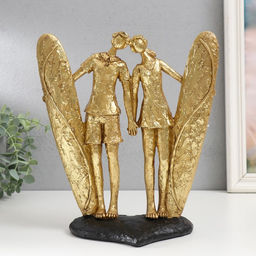 Фигурка полистоун Влюблённые сёрфингисты, золото, 26?23.5?12.5 см