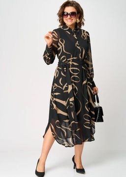 Платье EVA GRANT 7303 черный с принтом
