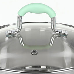 Ковш нерж/ сталь, 1.7 л, крышка стекло, индукция, силикон/ ручки мятные, SD23-16SP-2 Daniks, 451813  фото 4