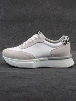03-YG497-1 WHITE/GREY Кроссовки женские (натуральная кожа) - Фабричный китай фото 6