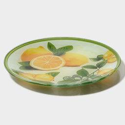 Тарелки Доляна Дольче, 19 предметов: 6 десертных тарелок, 6 обеденных тарелок, 6 мисок, салатник, стекло, зелёные, жёлтые фото 8