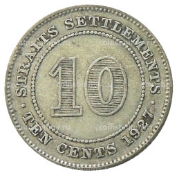 10 центов 1927 года Стрейтс Сетлментс
