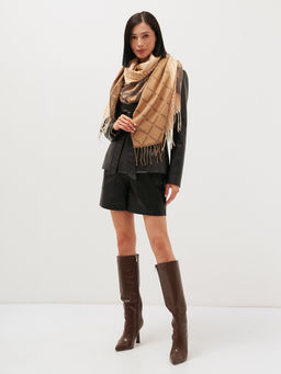 в составе шерсть Большой, мягкий, теплый двусторонний палантин с принтом. - Tantino фото 5