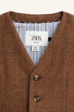 LIMITED EDITION HERRINGBONE WAISTCOAT WITH WOOL - Zara фото 5