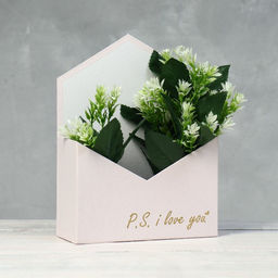 Конверт с золотым тиснением P.S. I love you, белый 18 х 24 х 7 см