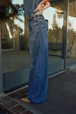 Z1975 MID-WAIST WIDE-LEG BELT JEANS - Zara фото 3