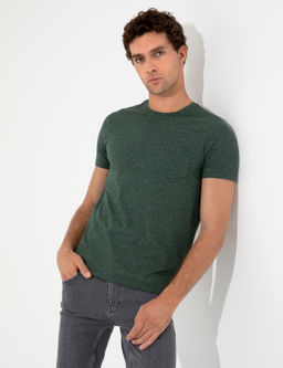 Темно-зеленая облегающая футболка - Cacharel фото 3