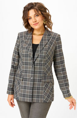 Жакет БелЭльСтиль 412 клетка коричневая фото 4