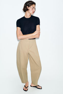 PANTALON PAPERBAG GLOBO / Camel claro - Zara фото 9