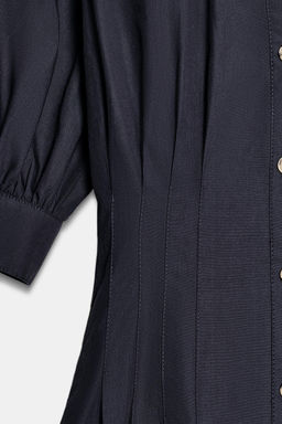 VESTIDO MIDI POPEL?N MANGA ABULLONADA / Marino - Zara фото 10