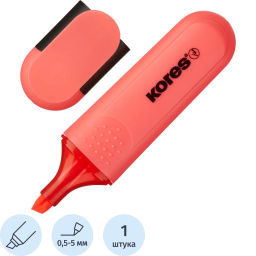 Маркер текстовыделитель Kores BRIGHT LINER PLUS,скош након, 0,5-5 мм, красн  фото 2