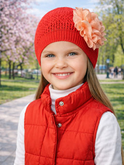 Шапка вязаная детская красная