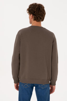 Erkek Vizon Basic Sweatshirt