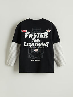 Bisiklet Yaka Yaz? Bask?l? Erkek ?ocuk Ti??rt