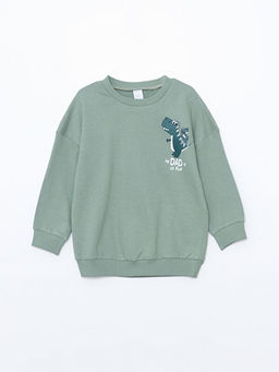 Bisiklet Yaka Uzun Kollu Bask?l? Erkek Bebek Sweatshirt