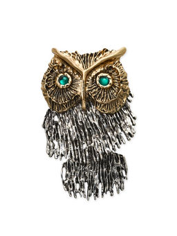 Брошь "Сова" крупная, подвижная, цветная