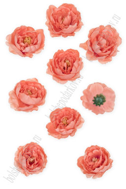 Головки цветов "Пион" 6 см (10 шт) SF-7874, коралловый