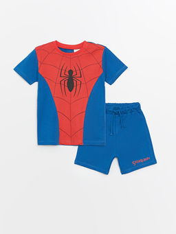 Bisiklet Yaka Spiderman Bask?l? Erkek Bebek Ti??rt ve ?ort 2li Tak?m