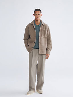 Regular Fit Uzun Kollu Pel?? Erkek G?mlek Ceket