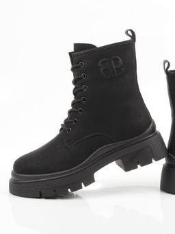 04-WD022-1M BLACK Ботинки зимние женские (натуральная кожа, 100% шерсть)