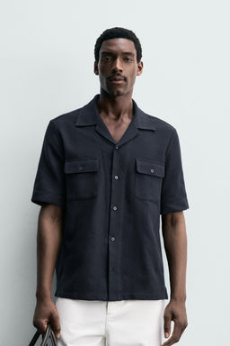 CAMISA JACQUARD RAYAS BOLSILLOS / Marino - Zara фото 2