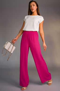 Женские летние брюки палаццо из ткани-жатка Happyfox