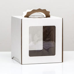 Цена за 5 шт. Кондитерская упаковка Квадрат, 2 окна, белая, 26 х 26 х 28 см