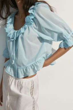 Blusa de algod?n con bordado ingl?s - H&m фото 6